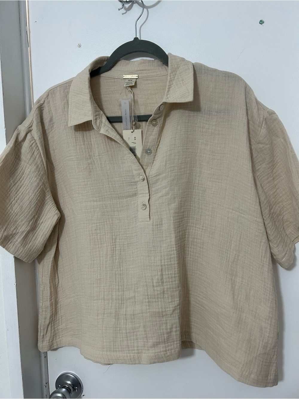 Magaschoni Beige Button-Front Relaxed Gauze Shirt